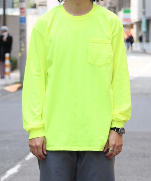C.E.L.STORE（セルストア）の「【WEB限定】GILDAN/ギルダン 6OZ L/S POCKET TEE ポケットL/S T シャツ(ユニセックス)（Tシャツ/カットソー・メンズ・ホワイト/ブラック/ヘザーグレー/ネイビー/イエロー/オレンジ/ライトピンク/パープル/ライトグリーン・MEDIUM/LARGE/X-LARGE/XX-LARGE/SMALL）」の11枚目の写真