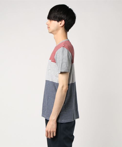 Ben Sherman(ベンシャーマン)の「マルチボーダーTシャツ(Tシャツ/カットソー・メンズ・ホワイト/ネイビー・X-SMALL/SMALL/MEDIUM/LARGE)」の3枚目の写真