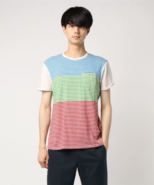Ben Sherman(ベンシャーマン)の「マルチボーダーTシャツ(Tシャツ/カットソー・メンズ・ホワイト/ネイビー・X-SMALL/SMALL/MEDIUM/LARGE)」の5枚目の写真
