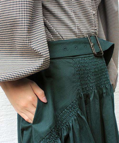 RANDA（ランダ）の「ギャザー切り替えベルト付きスカート（スカート・レディース・ベージュ/グリーン/ブルー系その他・1/0）」の12枚目の写真