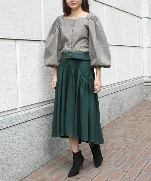 RANDA（ランダ）の「ギャザー切り替えベルト付きスカート（スカート・レディース・ベージュ/グリーン/ブルー系その他・1/0）」の8枚目の写真