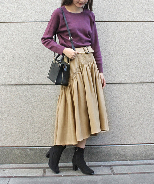 RANDA（ランダ）の「ギャザー切り替えベルト付きスカート（スカート・レディース・ベージュ/グリーン/ブルー系その他・1/0）」の11枚目の写真