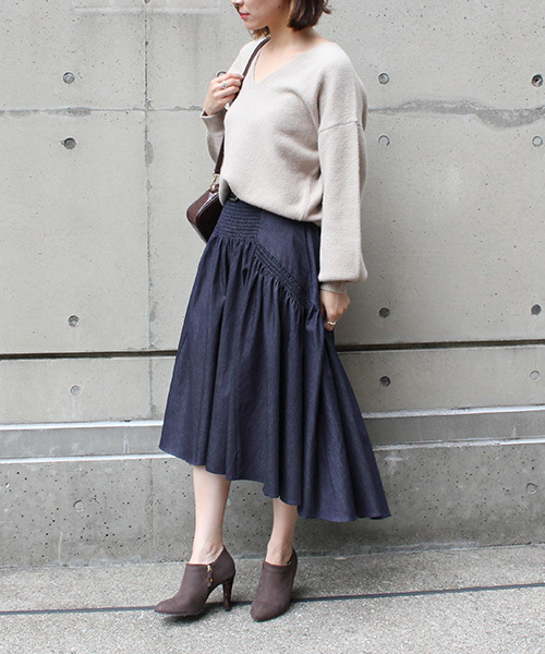 RANDA（ランダ）の「ギャザー切り替えベルト付きスカート（スカート・レディース・ベージュ/グリーン/ブルー系その他・1/0）」の6枚目の写真