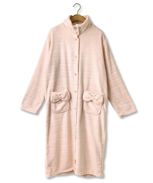 fran de lingerie（フランデランジェリー）の「memory fleece マイクロフリース ロングガウン（ルームウェア/パジャマ・レディース・レッド/オフホワイト/ピンク/ダークブルー/ブルーグリーン/ワイン/ブルーパープル/ネイビー・M-L）」の6枚目の写真
