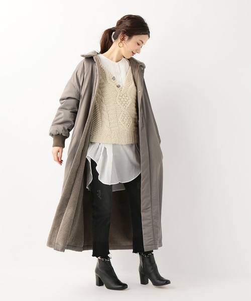SLOBE IENA（スローブイエナ）の「SLOBE IENA Fi.m ロングコーチブルゾン◆（ダウンジャケット/コート・レディース・アイボリー/ウッド・FREE）」の4枚目の写真
