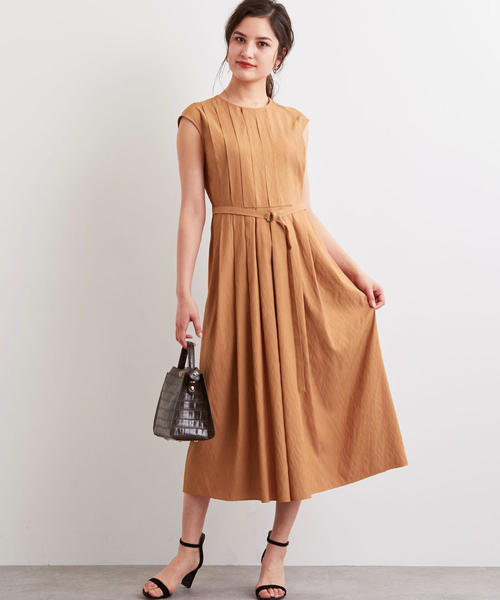 グリーンレーベルリラクシング タック フレア ワンピース シャツ ベージュ green label relaxing（グリーンレーベルリラクシング）の「CS