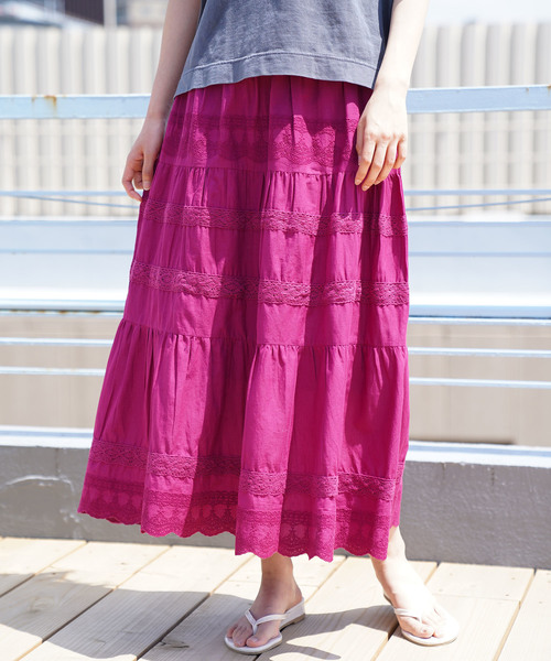 AMERICAN HOLIC(アメリカンホリック)の「切替ティアードレーススカート(スカート・レディース・ブラック/カーキ/ピンク・FREE)」の3枚目の写真