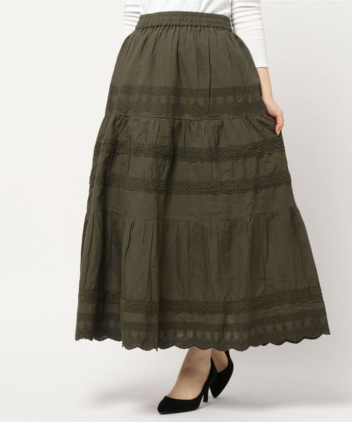 AMERICAN HOLIC(アメリカンホリック)の「切替ティアードレーススカート(スカート・レディース・ブラック/カーキ/ピンク・FREE)」の7枚目の写真