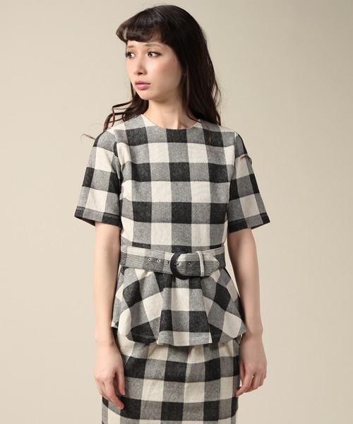 ROSE BUD（ローズバッド）の「LCTT-14142 C/N H/S PEPLUM TOPS（Tシャツ/カットソー・レディース・ホワイト×ブラック/ホワイト×ブルー・ONE SIZE）」の5枚目の写真