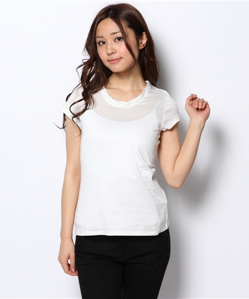 B:MING by BEAMS（ビーミングバイビームス）の「○ビーミング by ビームス / シンプルクルーネックT（Tシャツ/カットソー・レディース・ホワイト/ベージュ/ネイビー・MEDIUM/SMALL）」の2枚目の写真