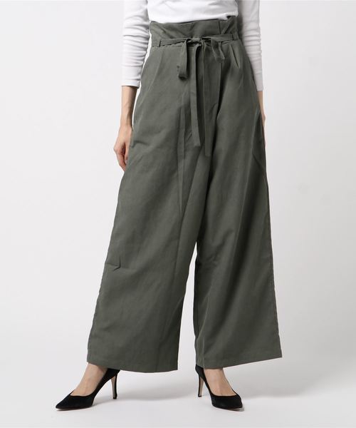 Culture Medium(カルチャーミディアム)の「ビーチツイルハイウエストラップ風パンツ(その他パンツ・レディース・ブラック/ベージュ/グリーン/テラコッタ・FREE)」の2枚目の写真