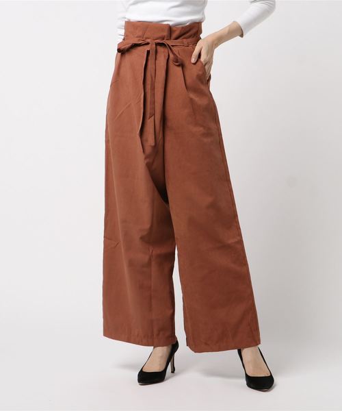 Culture Medium(カルチャーミディアム)の「ビーチツイルハイウエストラップ風パンツ(その他パンツ・レディース・ブラック/ベージュ/グリーン/テラコッタ・FREE)」の4枚目の写真