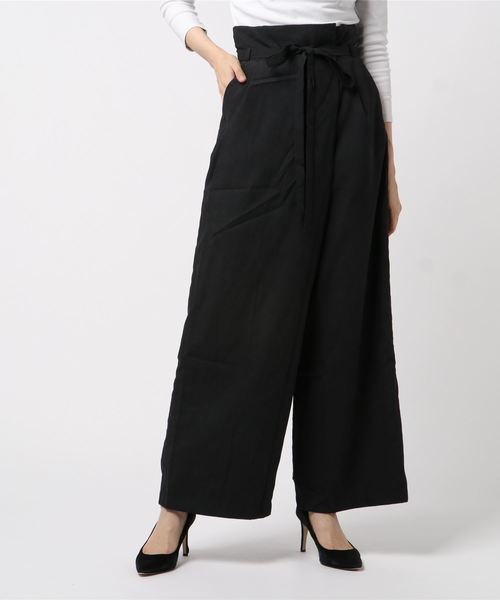 Culture Medium(カルチャーミディアム)の「ビーチツイルハイウエストラップ風パンツ(その他パンツ・レディース・ブラック/ベージュ/グリーン/テラコッタ・FREE)」の3枚目の写真