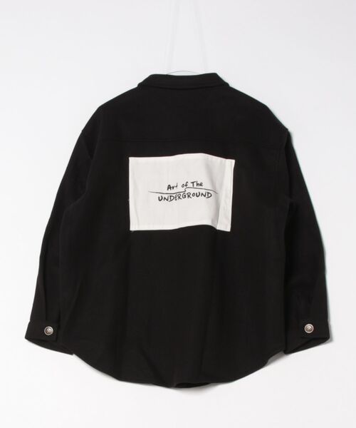STYLEBLOCK(スタイルブロック)の「プリントパッチ付きソフトメルトン素材ビッグシルエットCPOシャツ(シャツ/ブラウス・レディース・ブラック/ナチュラル/モカ/パープル・M)」の5枚目の写真