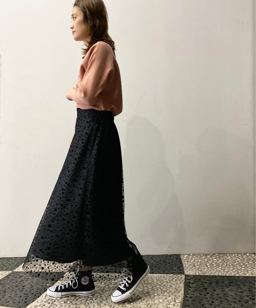 PICCIN(ピッチン)の「チュールフロッキースカート(スカート・レディース・ブラック/オフホワイト・MEDIUM/LARGE)」の14枚目の写真