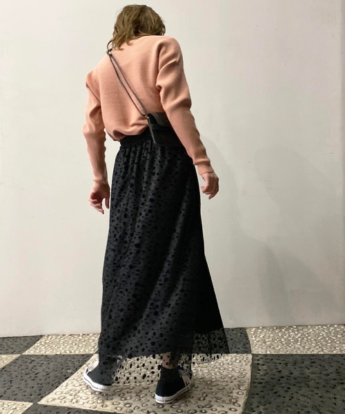 PICCIN(ピッチン)の「チュールフロッキースカート(スカート・レディース・ブラック/オフホワイト・MEDIUM/LARGE)」の3枚目の写真