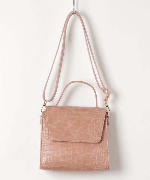 natural couture(ナチュラルクチュール)の「クロコ2WAYレトロショルダーバッグ(ショルダーバッグ・レディース・ブラウン/ピンクベージュ/ライトベージュ/ブラック/キャメル・FREE)」の5枚目の写真