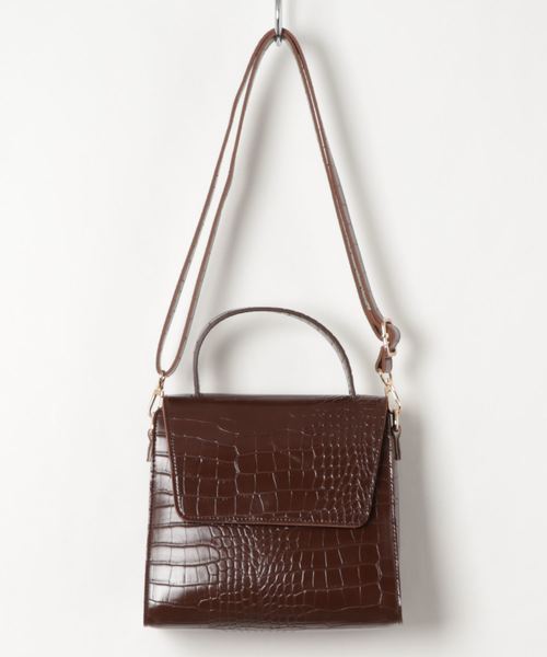 natural couture(ナチュラルクチュール)の「クロコ2WAYレトロショルダーバッグ(ショルダーバッグ・レディース・ブラウン/ピンクベージュ/ライトベージュ/ブラック/キャメル・FREE)」の3枚目の写真