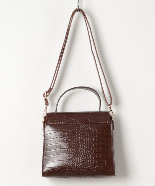 natural couture(ナチュラルクチュール)の「クロコ2WAYレトロショルダーバッグ(ショルダーバッグ・レディース・ブラウン/ピンクベージュ/ライトベージュ/ブラック/キャメル・FREE)」の10枚目の写真