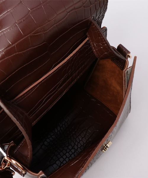 natural couture(ナチュラルクチュール)の「クロコ2WAYレトロショルダーバッグ(ショルダーバッグ・レディース・ブラウン/ピンクベージュ/ライトベージュ/ブラック/キャメル・FREE)」の8枚目の写真