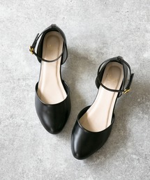 ストラップ付 4cmヒール セパレートパンプス