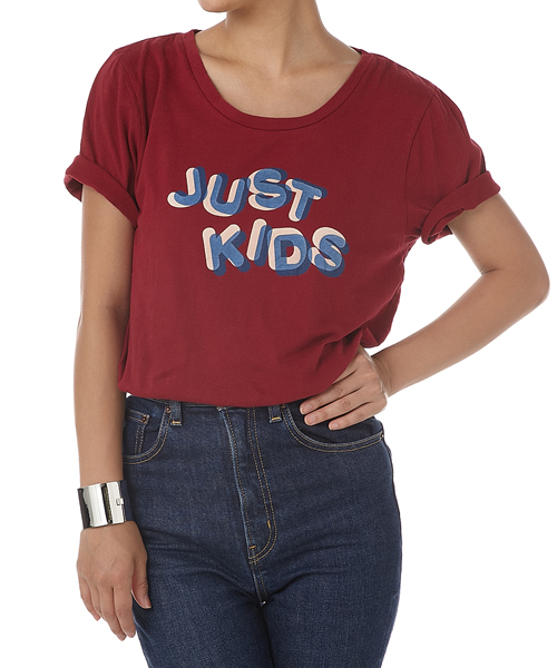 SLY（スライ）の「JUST KIDS T/SH（Tシャツ/カットソー・レディース・ホワイト/ワインレッド/ライトブラック・FREE）」の3枚目の写真