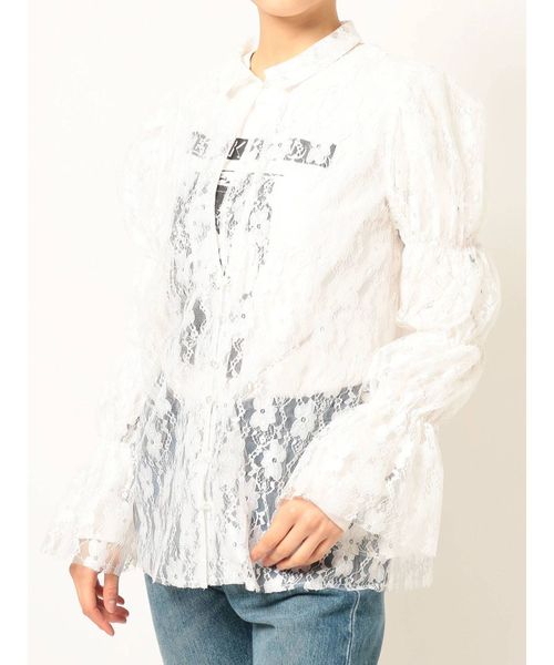 jouetie（ジュエティ）の「クラシカルレースブラウス（シャツ/ブラウス・レディース・ライトブルー/ブラック/オフホワイト・MEDIUM）」の4枚目の写真