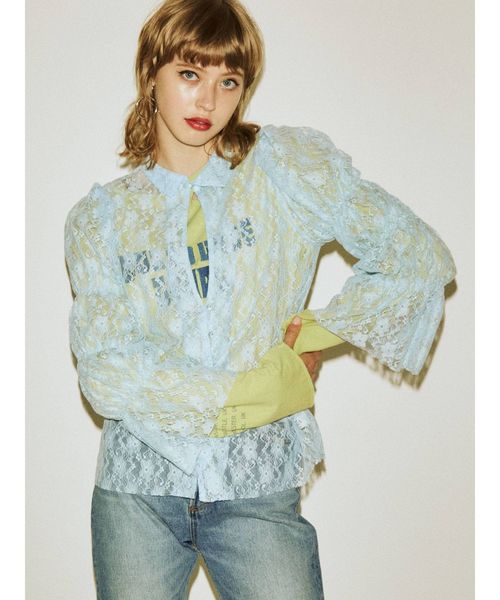 jouetie（ジュエティ）の「クラシカルレースブラウス（シャツ/ブラウス・レディース・ライトブルー/ブラック/オフホワイト・MEDIUM）」の5枚目の写真