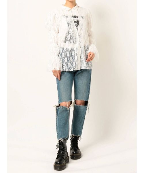 jouetie（ジュエティ）の「クラシカルレースブラウス（シャツ/ブラウス・レディース・ライトブルー/ブラック/オフホワイト・MEDIUM）」の11枚目の写真