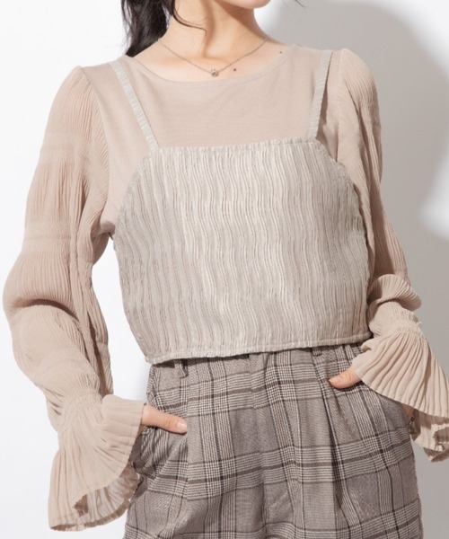 Mysa&Liina(ミーサリーナ)の「ニュアンスカラークラップドデザインビスチェ(ベスト・レディース・カーキ/ベージュ/ブラック/チャコールグレー・M)」の3枚目の写真