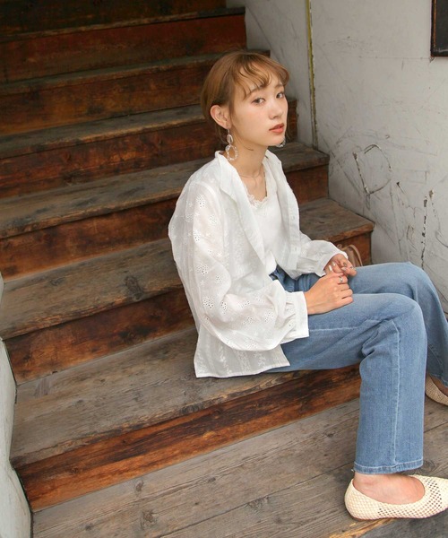 Chillfar（チルファー）の「レース刺繍ロマンティックブラウス（シャツ/ブラウス・レディース・ホワイト/ブラック/グリーン/ラベンダー・MEDIUM/LARGE）」の8枚目の写真