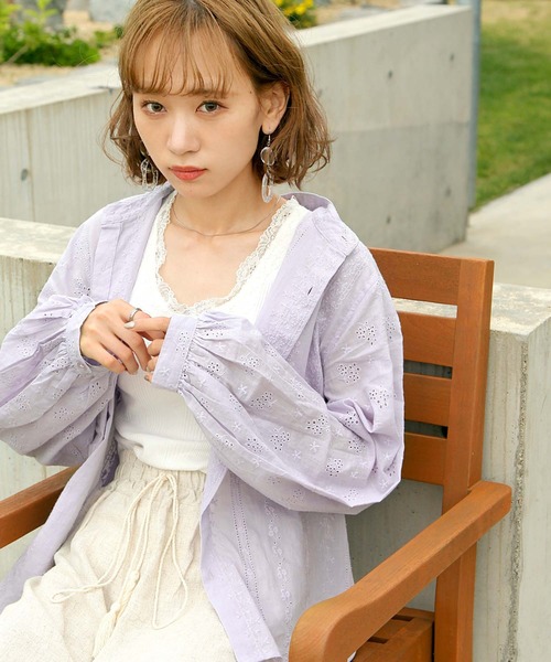 Chillfar（チルファー）の「レース刺繍ロマンティックブラウス（シャツ/ブラウス・レディース・ホワイト/ブラック/グリーン/ラベンダー・MEDIUM/LARGE）」の18枚目の写真