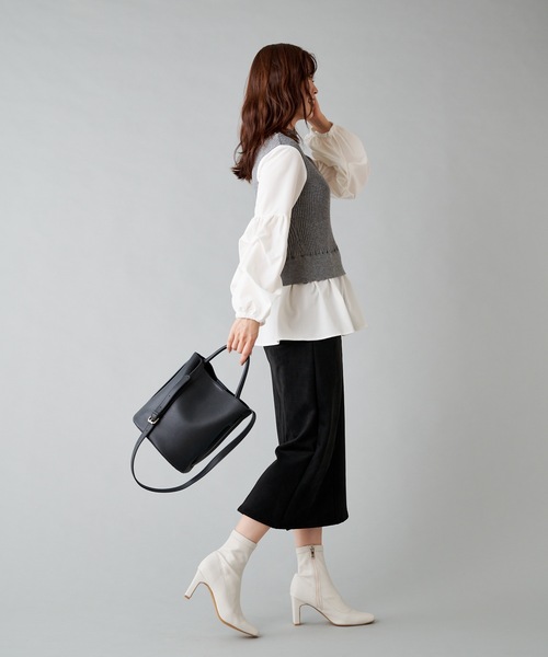 prose verse(プロズヴェール)の「ボリュームスリーブ シャツドッキングニット ニットベスト(ニット/セーター・レディース・ブラック/グレー/カーキ・フリ-)」の14枚目の写真