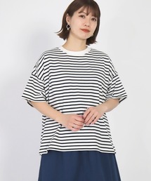 [D.M.G / ディーエムジー] 天竺 ボーダードロップショルダーTシャツ