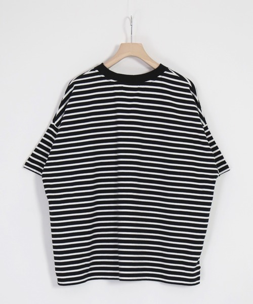 D.M.G.（ドミンゴ）の「[D.M.G / ディーエムジー] 天竺 ボーダードロップショルダーTシャツ（Tシャツ/カットソー・レディース・ホワイト系その他/ブラック系その他・FREE）」の22枚目の写真