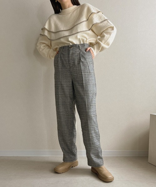 Bab（バブ）の「【WEB限定】配色ステッチセミワイドパンツ / セットアップ（その他パンツ・レディース・ベージュ/A/グレー系その他・M/L/S）」の4枚目の写真