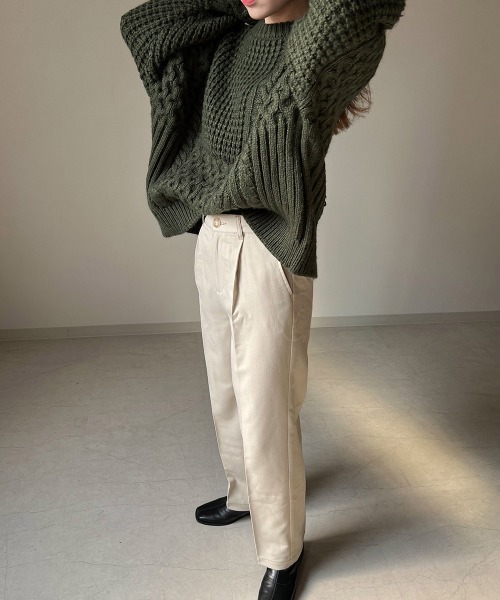 Bab（バブ）の「【WEB限定】配色ステッチセミワイドパンツ / セットアップ（その他パンツ・レディース・ベージュ/A/グレー系その他・M/L/S）」の11枚目の写真