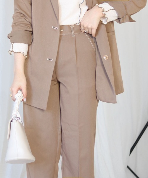 Bab（バブ）の「【WEB限定】配色ステッチセミワイドパンツ / セットアップ（その他パンツ・レディース・ベージュ/A/グレー系その他・M/L/S）」の7枚目の写真