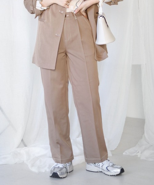 Bab（バブ）の「【WEB限定】配色ステッチセミワイドパンツ / セットアップ（その他パンツ・レディース・ベージュ/A/グレー系その他・M/L/S）」の9枚目の写真