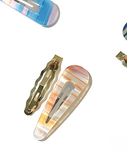 チチカカ（チチカカ）の「シアーボーダーパッチンセットヘアピン（ヘアピン・レディース・ピンク/オレンジ/ブルー・FREE）」の3枚目の写真