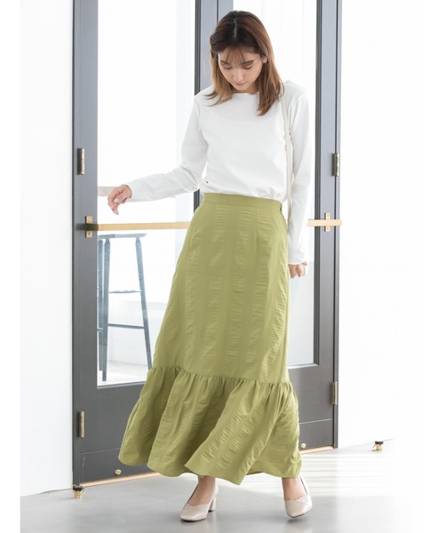 fifth（フィフス）の「裾切り替えワッシャーフレアスカート