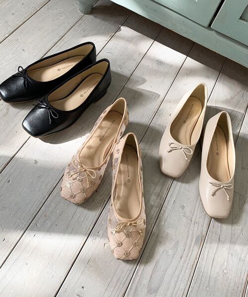 MAJESTIC LEGON(マジェスティックレゴン)の「スクエアバレエシューズ(バレエシューズ・レディース・ブラック/A/アイボリー/ブラック系その他2/ブラック系その他/レッド/ブラウン系その他2・SMALL/LARGE/X-LARGE/MEDIUM)」の7枚目の写真