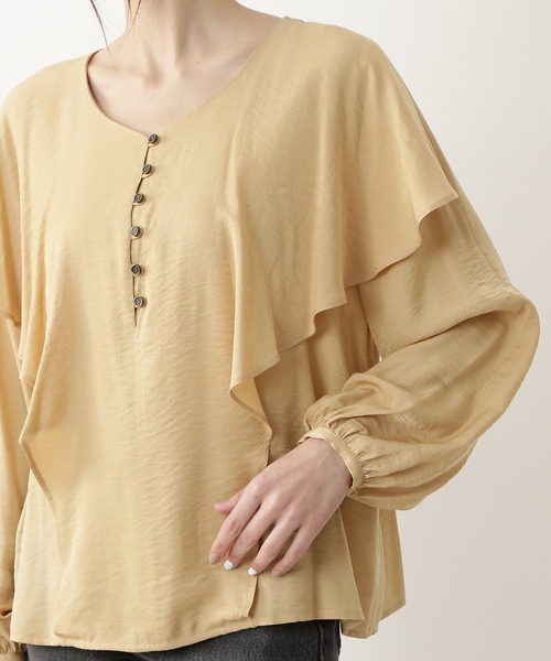 N.（N. Natural Beauty Basic）（エヌエヌナチュラルビューティーベーシック）の「ケープラッフルブラウス（シャツ/ブラウス・レディース・ホワイト/ブラック/イエロー・MEDIUM）」の11枚目の写真