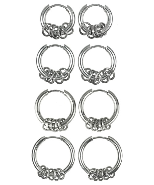 SBG（エスビー）の「SBG 5連リングフープピアス（ピアス（両耳用）・メンズ・シルバー/ゴールド/ブラック・L/M/S/#19）」の8枚目の写真