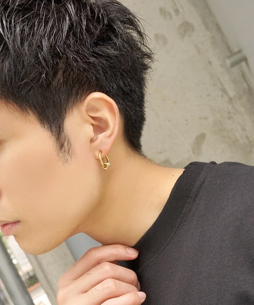 SBG（エスビー）の「SBG 5連リングフープピアス（ピアス（両耳用）・メンズ・シルバー/ゴールド/ブラック・L/M/S/#19）」の10枚目の写真