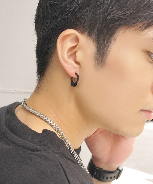 SBG（エスビー）の「SBG 5連リングフープピアス（ピアス（両耳用）・メンズ・シルバー/ゴールド/ブラック・L/M/S/#19）」の13枚目の写真