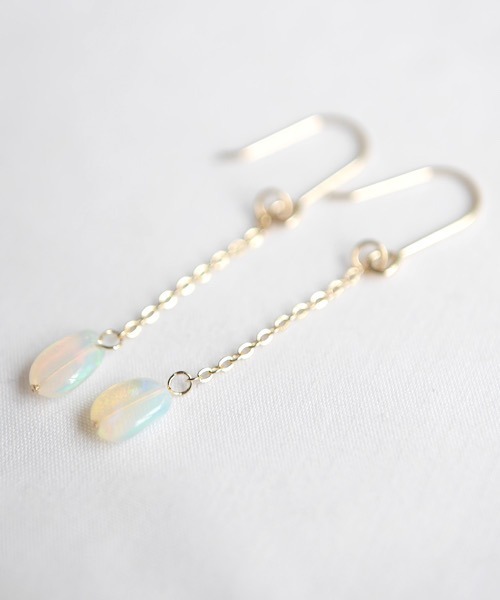 tone（トーン）の「【SPICY COLORS】天然石の一粒ピアス【14kgf】（ピアス（両耳用）・レディース・ブラック/オレンジ/パープル/ホワイト/グリーン/ホワイト系その他/ホワイト系その他2/その他・FREE）」の9枚目の写真