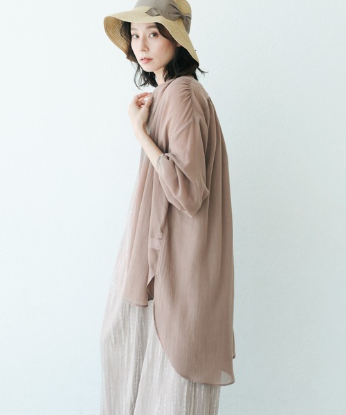 LEPSIM(レプシィム)の「シアーチュニックブラウス 934813(シャツ/ブラウス・レディース・ブラック/オフホワイト/モカ/ブルーグリーン・FREE)」の3枚目の写真