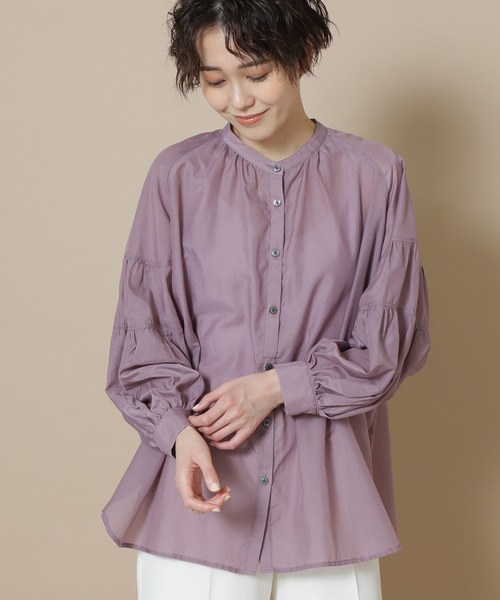 N.（N. Natural Beauty Basic）（エヌエヌナチュラルビューティーベーシック）の「◆ティアードパフスリーブブラウス（シャツ/ブラウス・レディース・ブラック/オフホワイト/モーブ系・MEDIUM）」の3枚目の写真