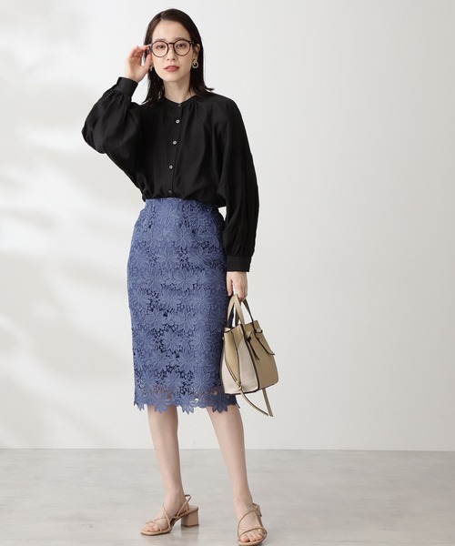 N.（N. Natural Beauty Basic）（エヌエヌナチュラルビューティーベーシック）の「◆ティアードパフスリーブブラウス（シャツ/ブラウス・レディース・ブラック/オフホワイト/モーブ系・MEDIUM）」の7枚目の写真